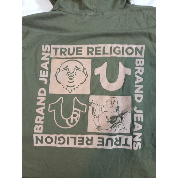 TRUE RELIGION Horseshoe Box Sleevelesss Hoodie Tank Mens Medium Dark Green - Picture 7 of 9